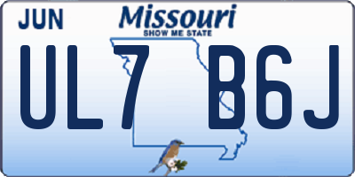 MO license plate UL7B6J