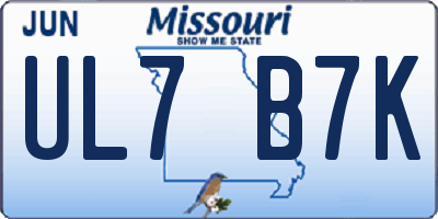 MO license plate UL7B7K