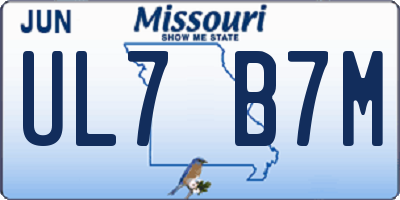MO license plate UL7B7M