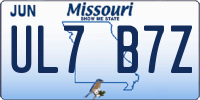 MO license plate UL7B7Z