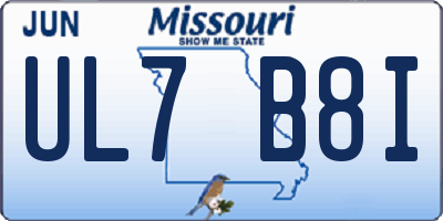 MO license plate UL7B8I