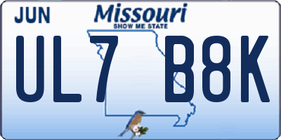 MO license plate UL7B8K