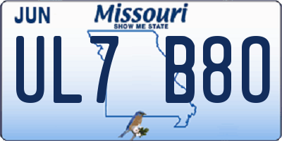 MO license plate UL7B8O