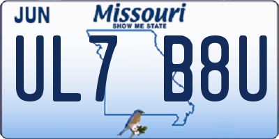 MO license plate UL7B8U