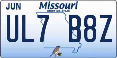 MO license plate UL7B8Z