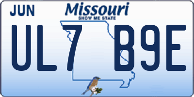 MO license plate UL7B9E