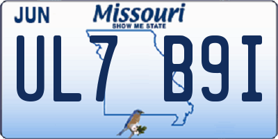 MO license plate UL7B9I