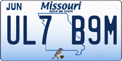 MO license plate UL7B9M
