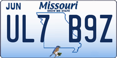 MO license plate UL7B9Z