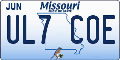 MO license plate UL7C0E
