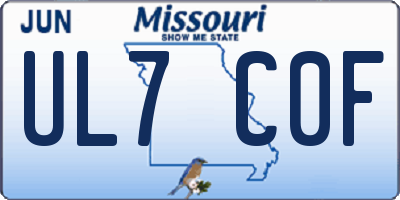MO license plate UL7C0F