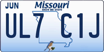 MO license plate UL7C1J