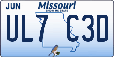 MO license plate UL7C3D