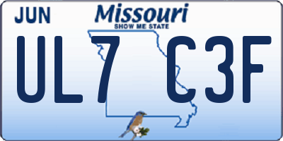 MO license plate UL7C3F