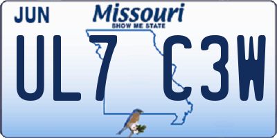 MO license plate UL7C3W