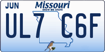 MO license plate UL7C6F