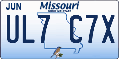 MO license plate UL7C7X