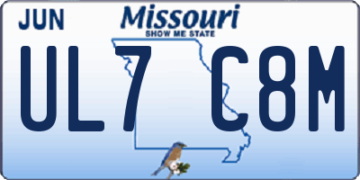 MO license plate UL7C8M