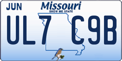 MO license plate UL7C9B