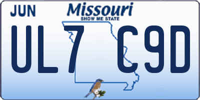 MO license plate UL7C9D