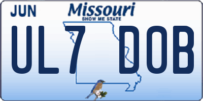 MO license plate UL7D0B