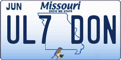 MO license plate UL7D0N