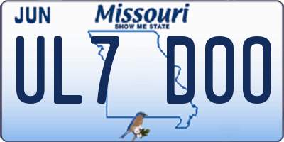 MO license plate UL7D0O
