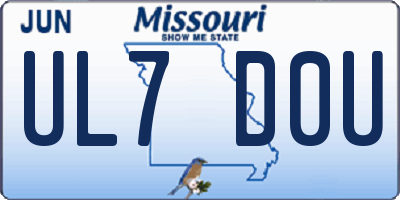 MO license plate UL7D0U