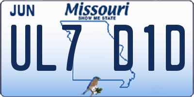 MO license plate UL7D1D