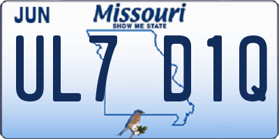 MO license plate UL7D1Q