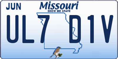 MO license plate UL7D1V