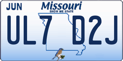 MO license plate UL7D2J