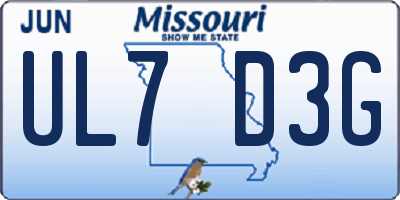 MO license plate UL7D3G