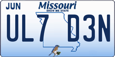 MO license plate UL7D3N