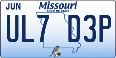 MO license plate UL7D3P