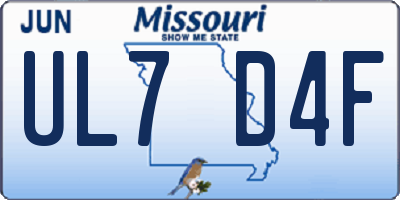 MO license plate UL7D4F