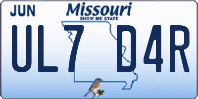 MO license plate UL7D4R