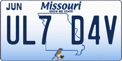 MO license plate UL7D4V