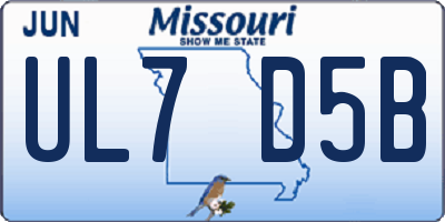 MO license plate UL7D5B