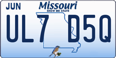 MO license plate UL7D5Q