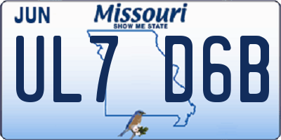 MO license plate UL7D6B
