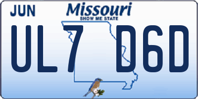 MO license plate UL7D6D