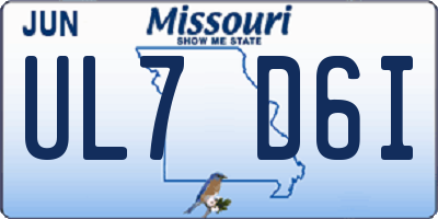MO license plate UL7D6I