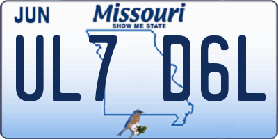 MO license plate UL7D6L