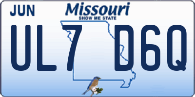MO license plate UL7D6Q