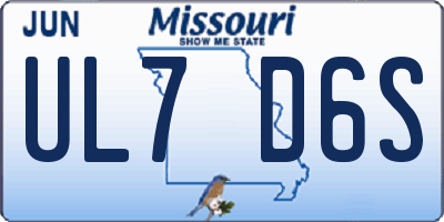 MO license plate UL7D6S