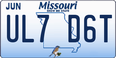 MO license plate UL7D6T