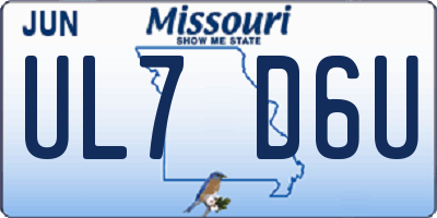 MO license plate UL7D6U
