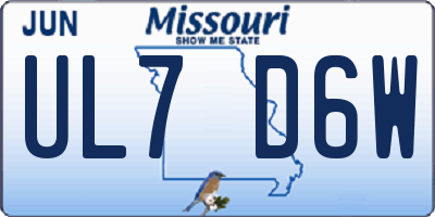 MO license plate UL7D6W