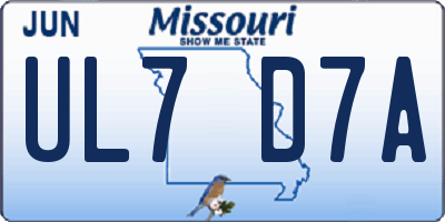 MO license plate UL7D7A